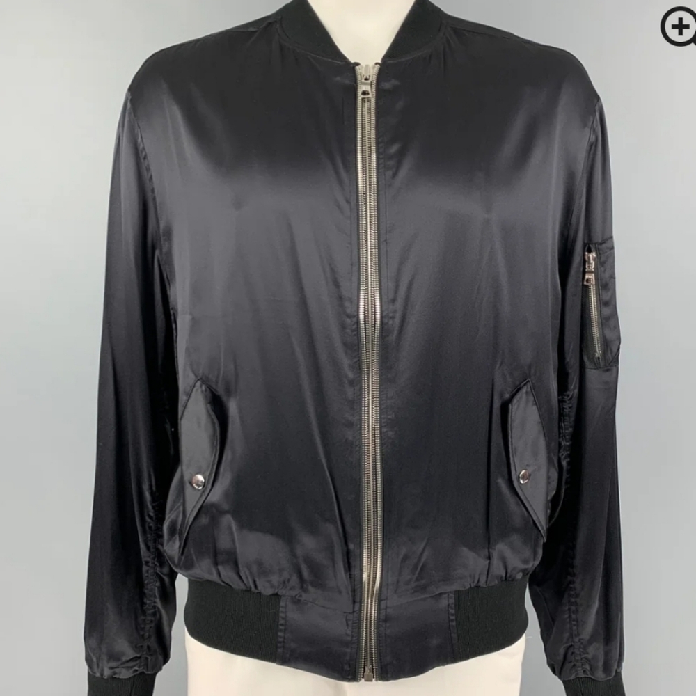 RtA Black Silk Bomber Jacket